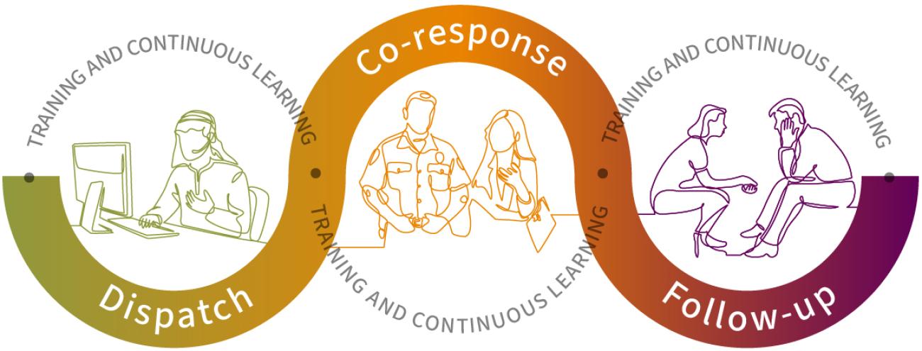 Co-reponse process of dispatch, co-response, and clinician follow-up